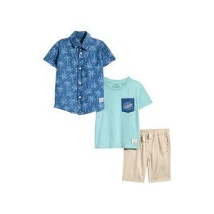 Weatherproof Boys 4T Button-Up Shirt, T-Shirt & Shorts Set Summer NEW